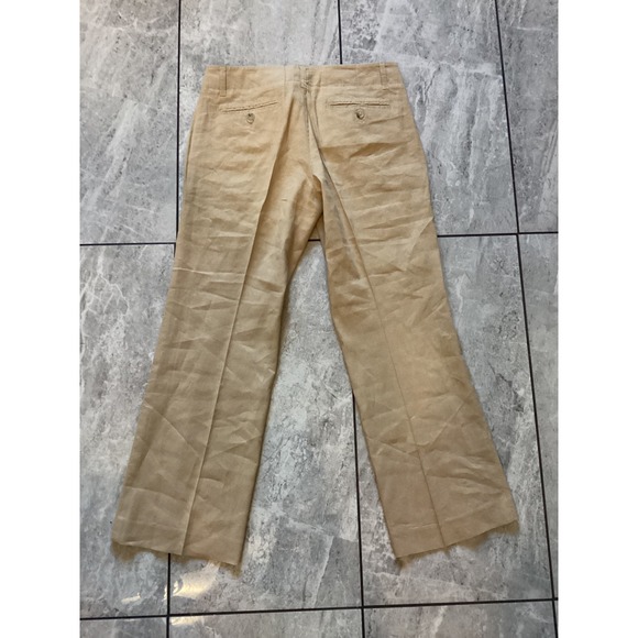 Theory Women Beige Linen Blend Wide Leg Dress Pants Size 2 - Picture 3 of 5